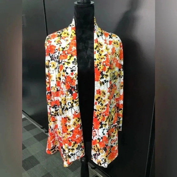 Kasper Floral Open Front Cardigan Shrug,long sleeve,floral pattern,soft stretch - Picture 1 of 9